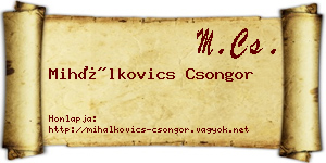 Mihálkovics Csongor névjegykártya